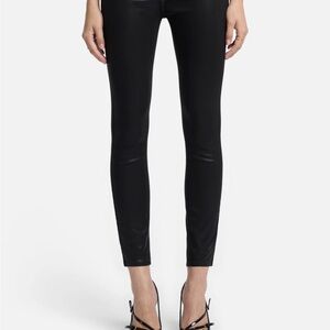 7 For All Mankind Black Faux-Leather Skinny Pants